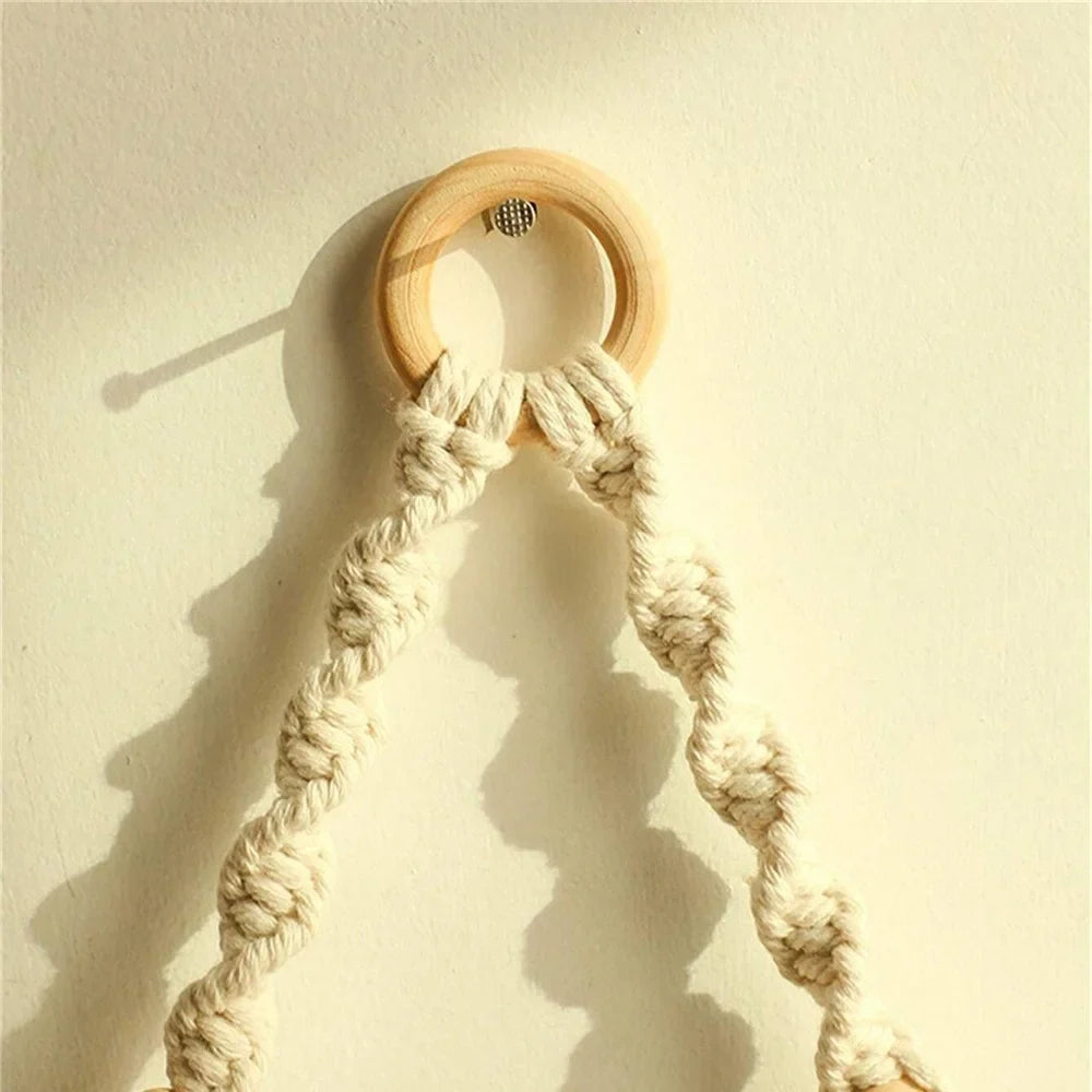 Macrame Hanging Shelf Boho Wall Decor Bedroom 1 PC Rustic Wood Floating Shelves for Room Nursery Bathroom Living Room College