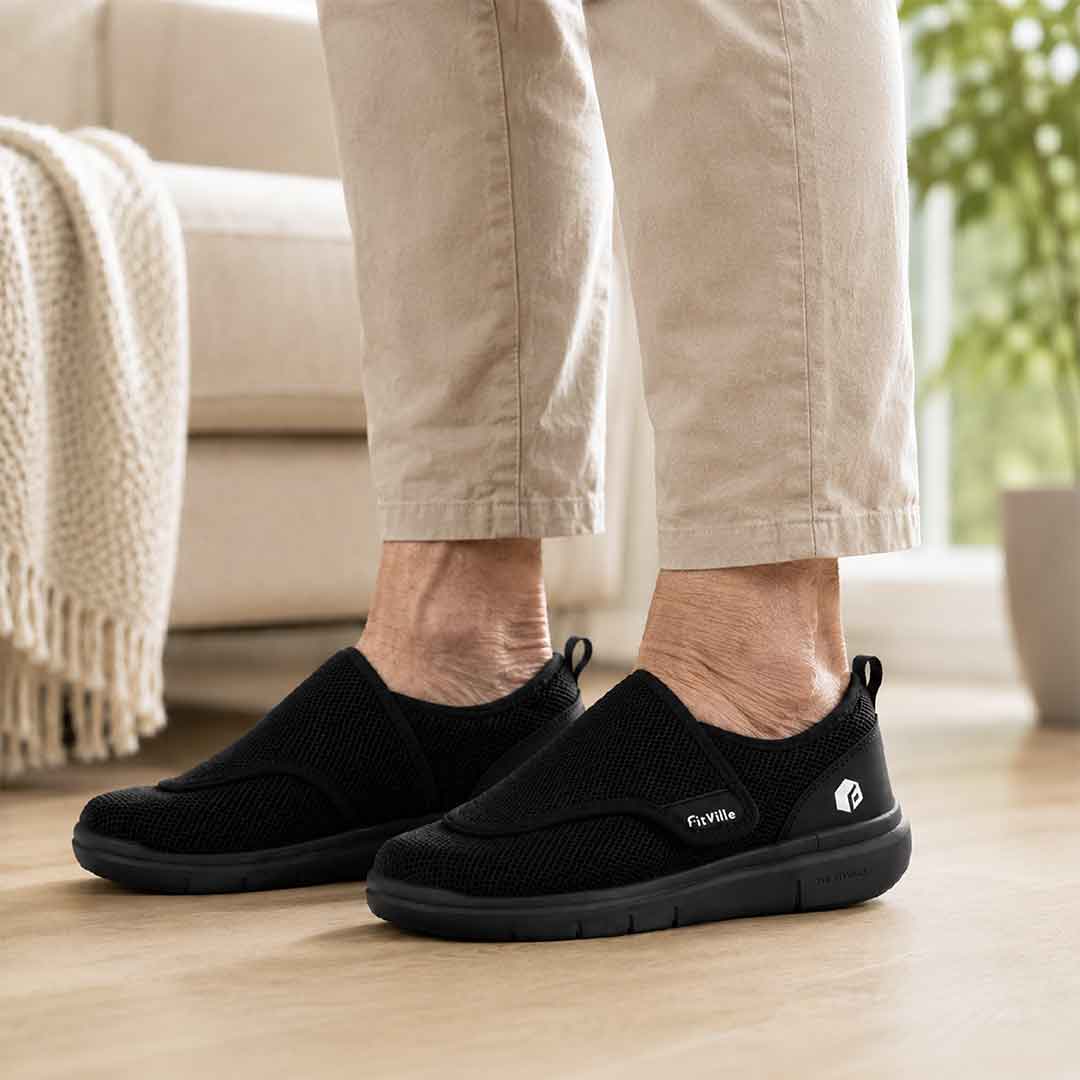 Chaussures orthopédiques homme senior à scratch