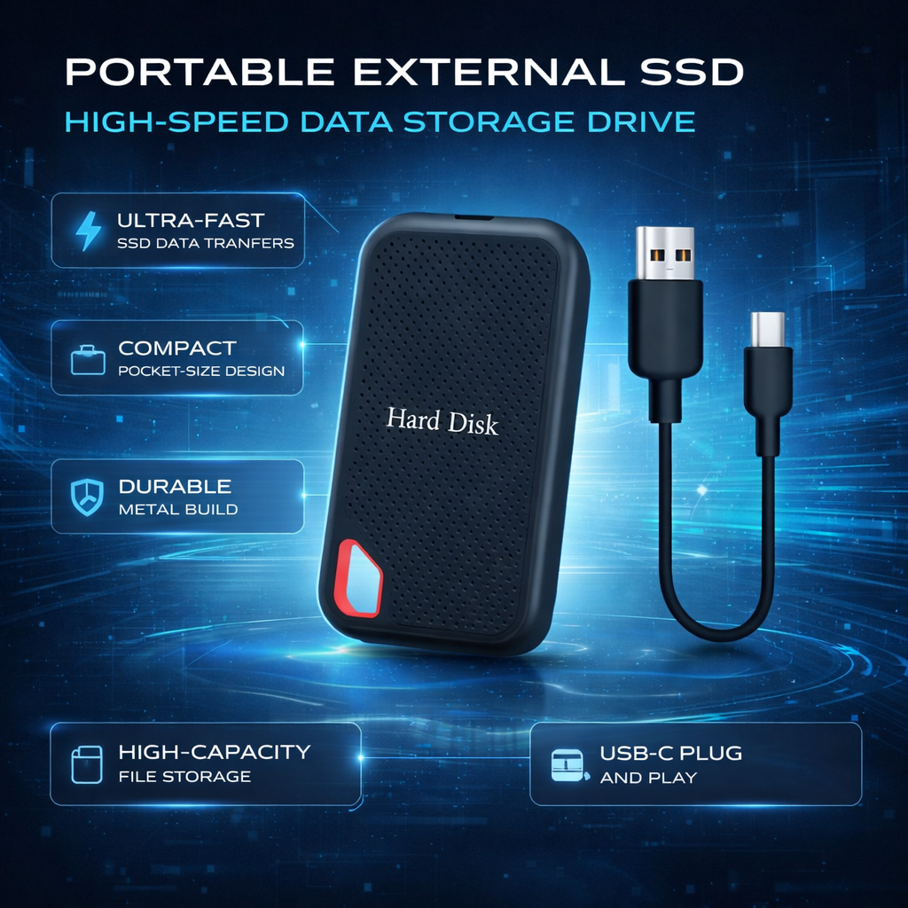 Disco Duro Externo SSD Portátil USB C Alta Velocidad Compacto