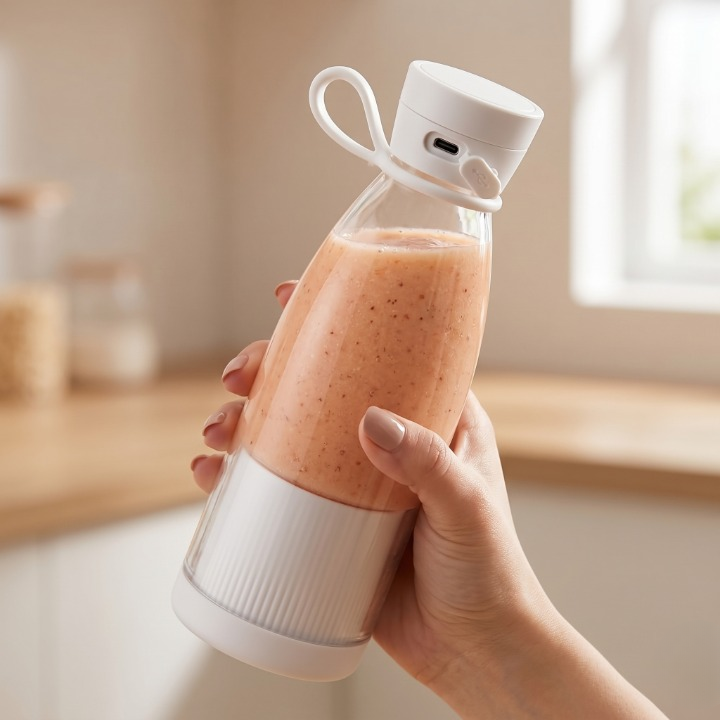 Kabelloser Smoothie-Mixer to go – USB-Akku, 6 Edelstahl-Klingen, BPA-frei
