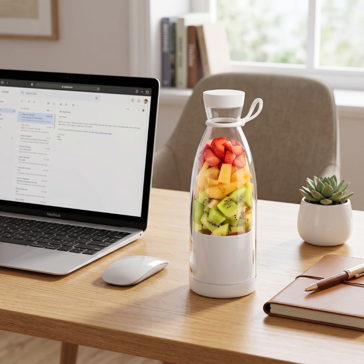 Kabelloser Smoothie-Mixer to go – USB-Akku, 6 Edelstahl-Klingen, BPA-frei