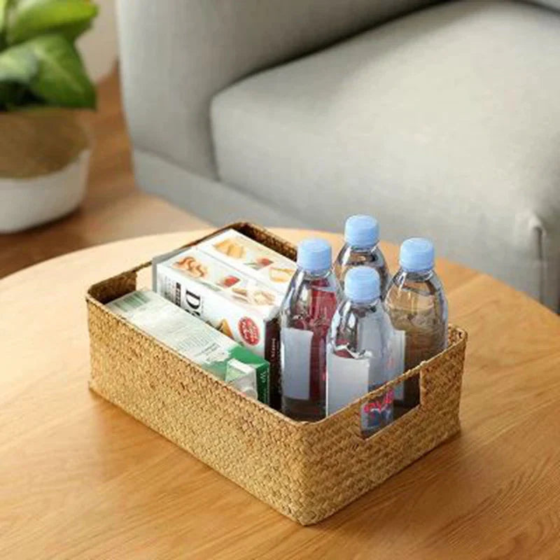 Zerolife-Woven Seagrass Basket for Home Decor, Natural Wicker Basket, Storage Basket, Fruit Bread Towel, Kitchen Table, Rattan