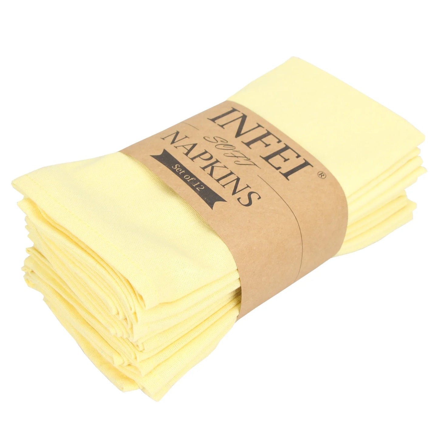 Set of 12 PCS 40x40cm Cotton Linen Blended Cloth Napkins Placemats Soft Dining Table Tea Towels For Home & Events Use