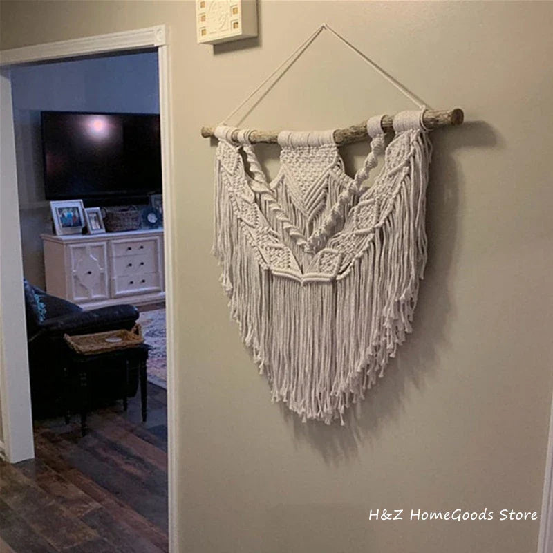 Macrame Wall Hanging Boho Decor Bohemian Fibre Art Modern Coastal Home Beach House Southwestern Style Minimalist Yarn Tapestry