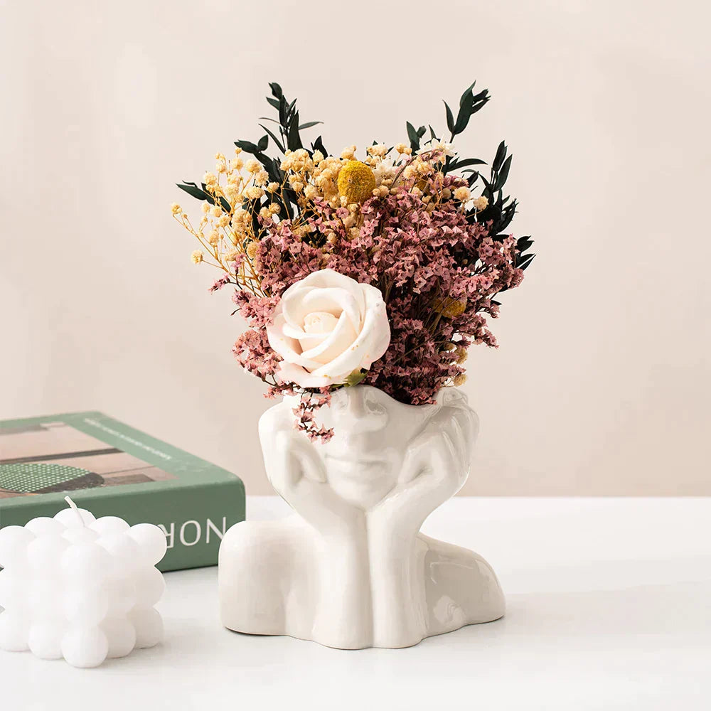 "Unik og Moderne Keramikkvase, Dekorativ Blomsterkruvase for Stue og Kontor" | Skanto