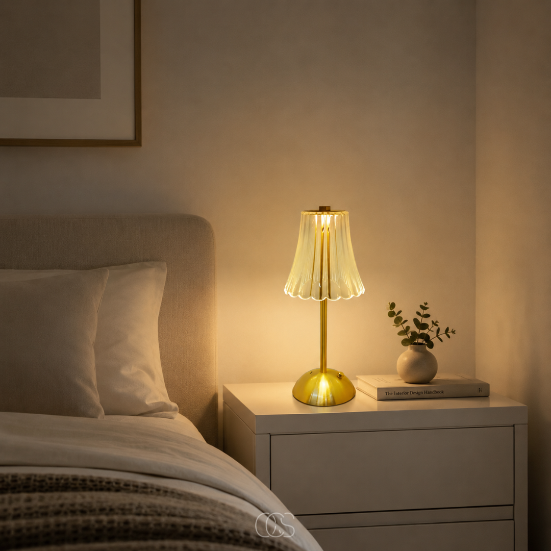 OCS - Halo Luxe Draadloze Kristal Tafellamp - Oplaadbaar & Dimbaar met Touchbediening