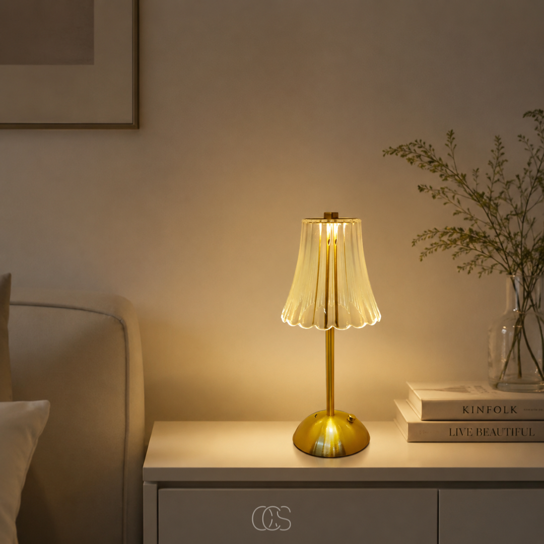 OCS - Halo Luxe Draadloze Kristal Tafellamp - Oplaadbaar & Dimbaar met Touchbediening