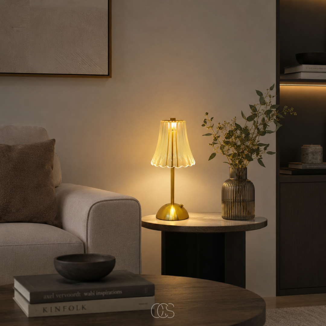 OCS - Halo Luxe Draadloze Kristal Tafellamp - Oplaadbaar & Dimbaar met Touchbediening