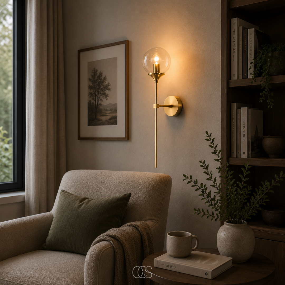 OCS - itoy vintage gouden wandlamp met een glazen bol