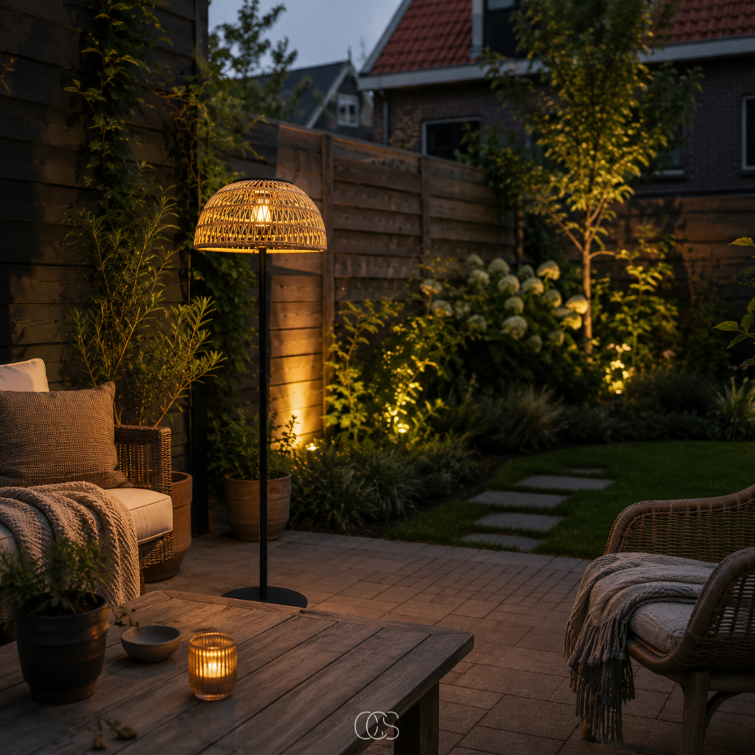OCS - rotan solar vloerlamp op zonne-energie - draadloos