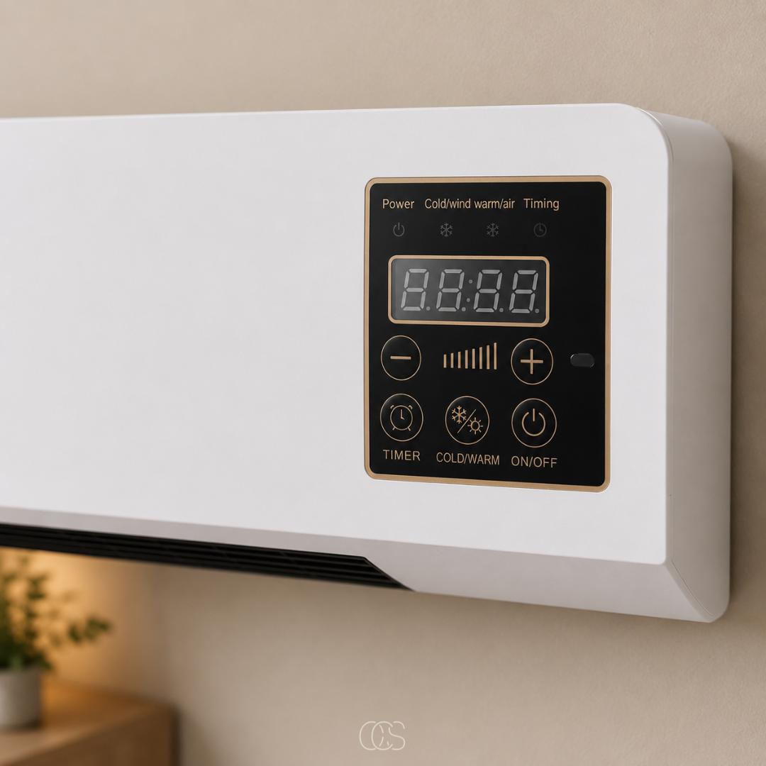 OCS - Wandgemonteerde Wandventilator / Aircooler met Verwarming - met Afstandsbediening & Timer
