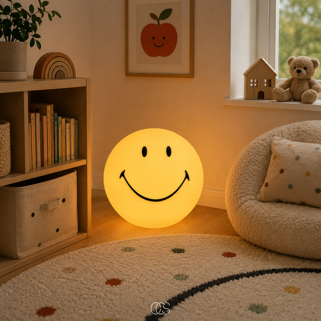 OCS - Smiley kinderlamp - LED Sfeerlamp voor Kinderkamer, Woonkamer & Slaapkamer