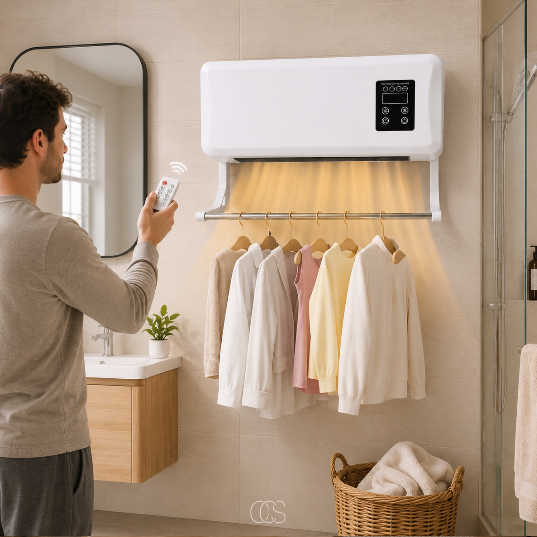 OCS - Wand Aircooler/wandventilator met Verwarming & Droogrek - Met Afstandsbediening