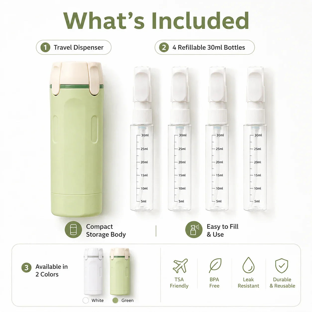 PourPod 4-in-1 Dispensing Travel Bottle