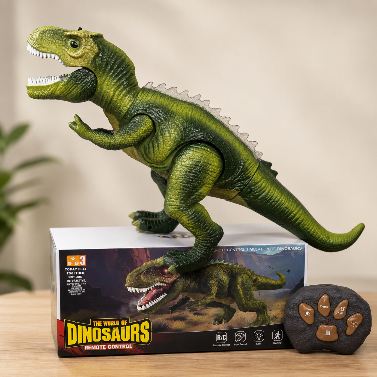 Dinosaur Toy Remote Control Walking Roaring Interactive Figure