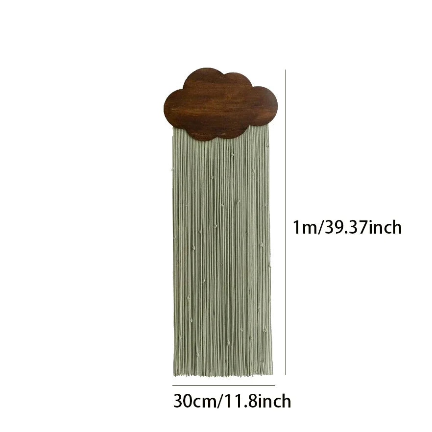 Macrame Wall Hanging Tapestry with Wooden Stick Hand-Woven Bohemia Tassel Curtain Tapestry Wedding Backgrou Boho Decor