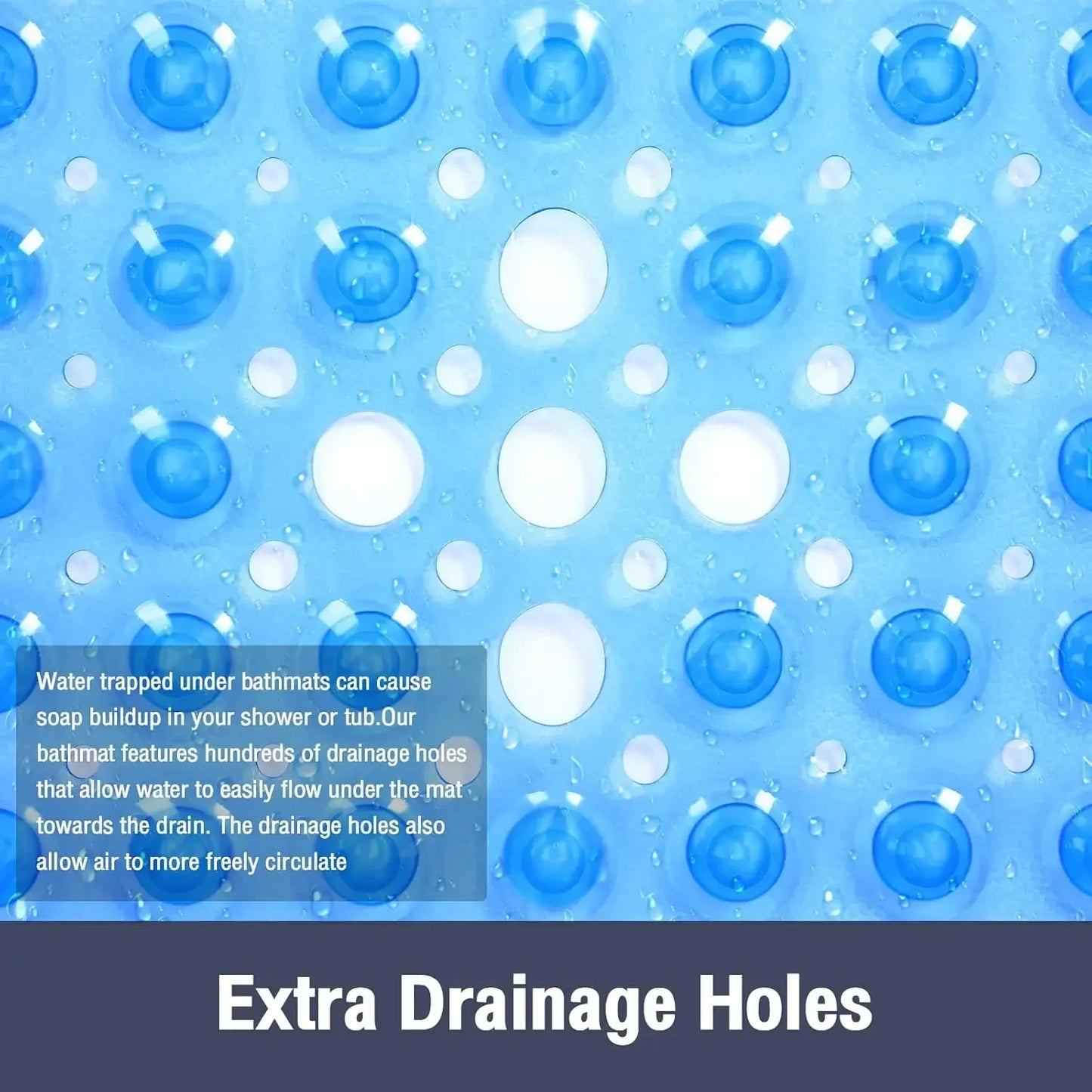53x53cm Non Slip Shower Mat for Inside Shower Stall Mats for Bathroom Floor, Soft Bath Mat for Bathtubs with Big Suction Cups