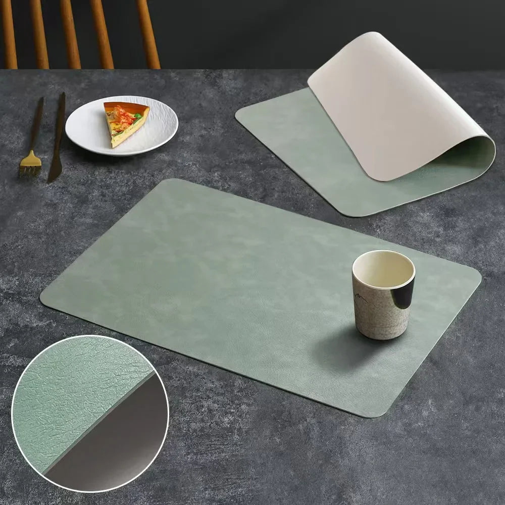 Square Imitation Faux Leather Kitchen Dining Table Insulation Placemat,Restaurant Decoration Insulation Table Mat 1/4/6pcs