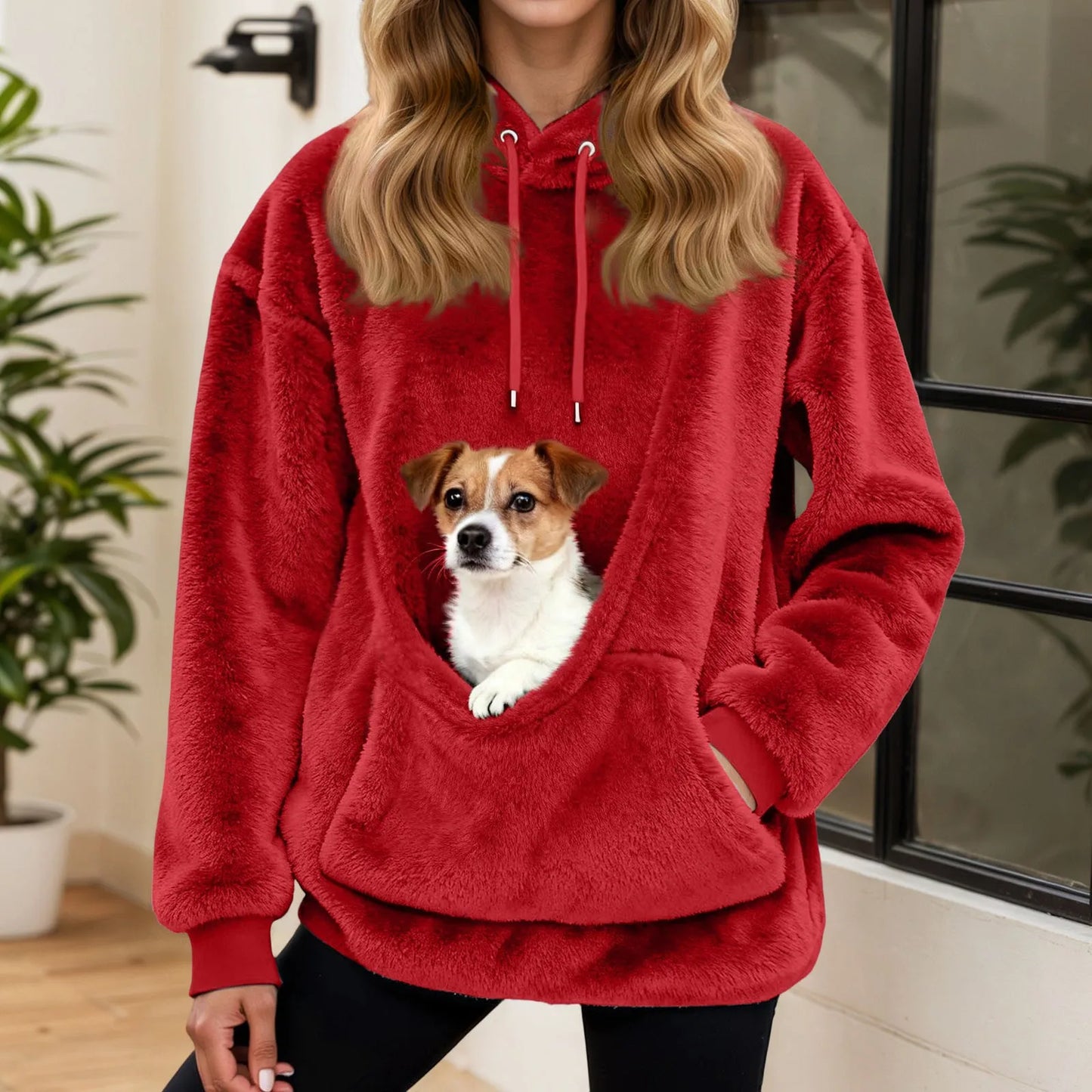 Hot Sale Hoodie Womens Fall And Winter Fleece Pet Pocket Hooded Sweatshirt Funny Pullover Top Cat And Dog Holder Carrier Hoodies