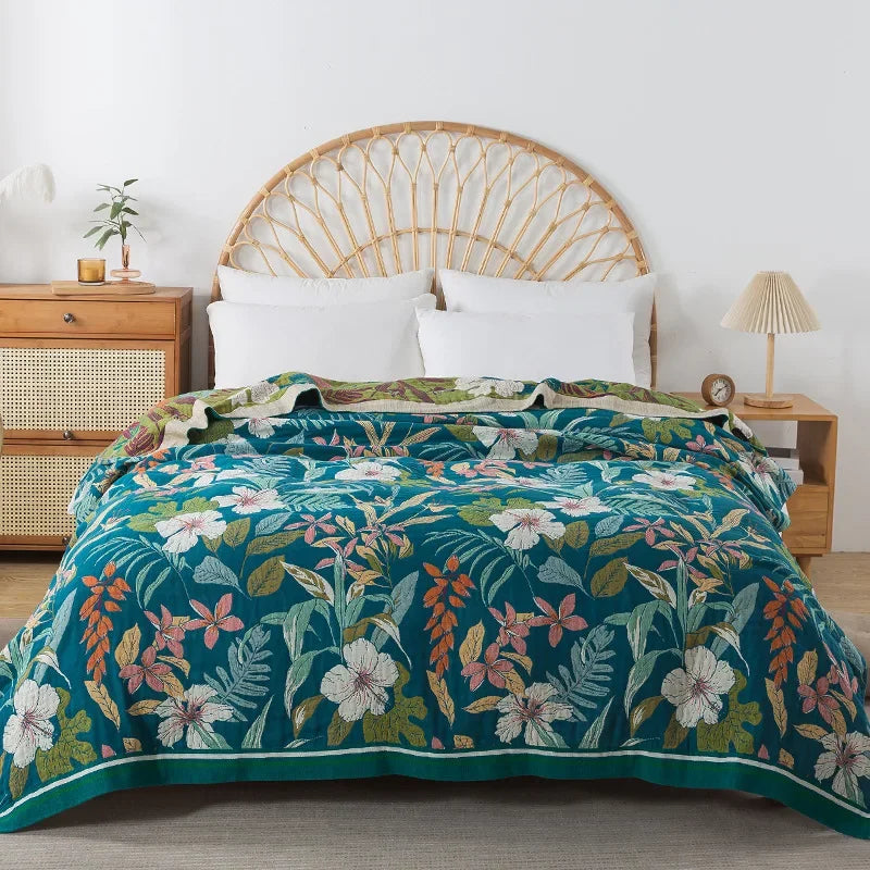 New Flowers Cotton Blanket Bedspread Single Double Home Decor Sofa Cover Summer Cooling Quilt Nap Blanket Cover Soft Bed Sheet