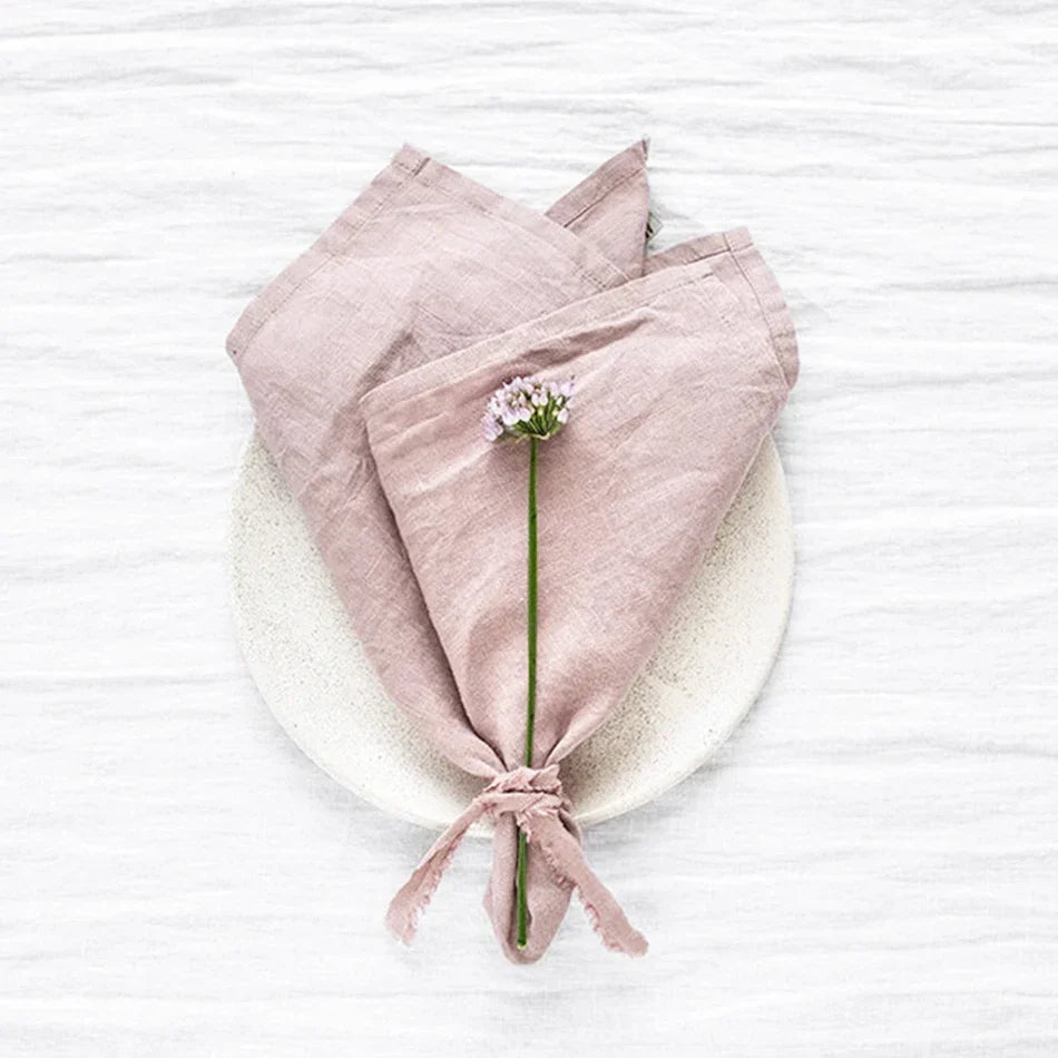 4PCS 40X40CM Pure Linen Napkins Cloths Soft Comfortable Fabric Reusable Kitchen Accessories for Wedding Birthday Parties