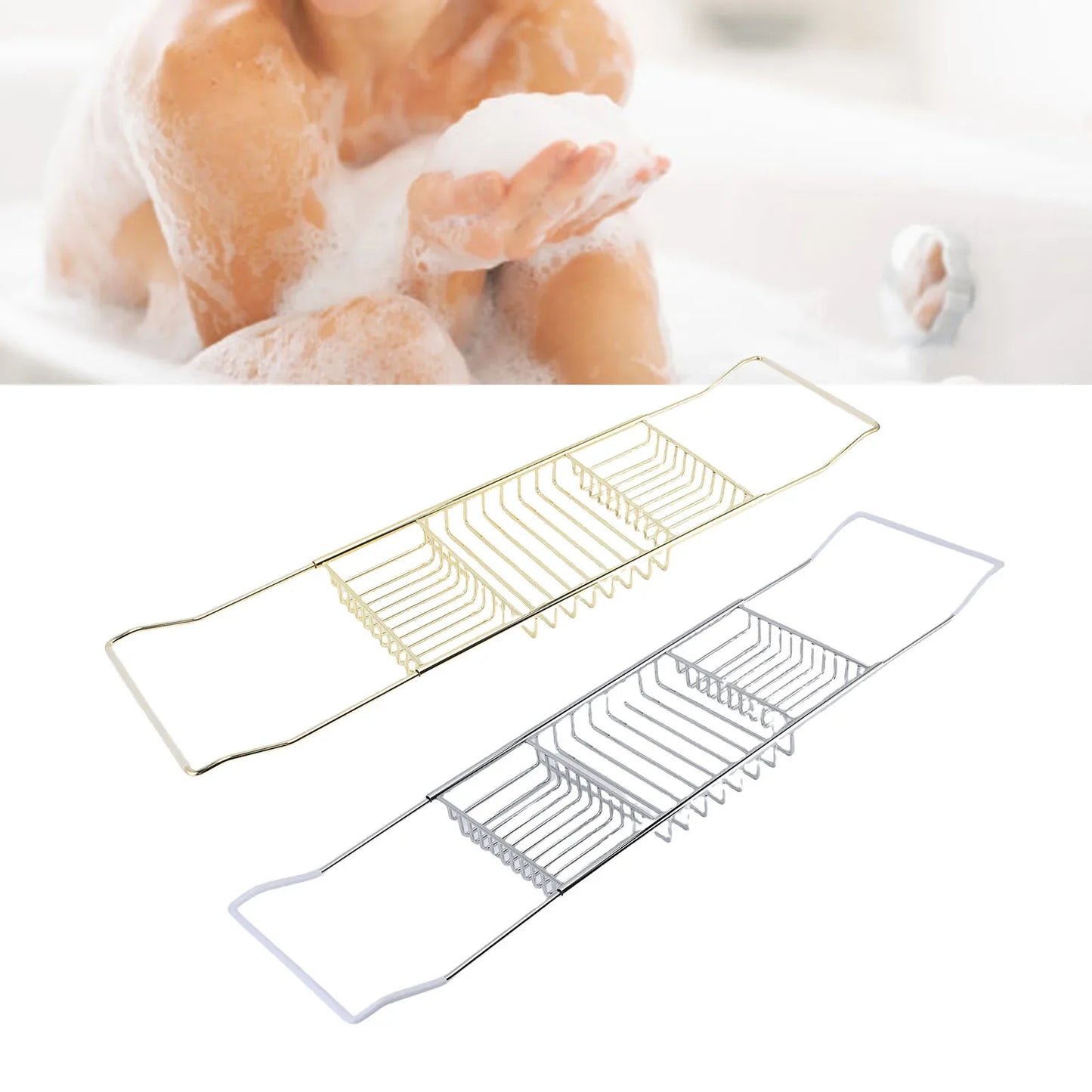 Bathtub  Tray Stainless Steel Expandable Shower Tub Tray for Luxury Bath Bathroom Accessories Expandable Bathtub Tray