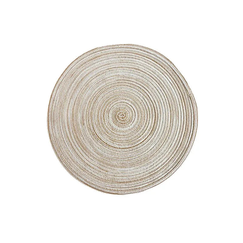 Nordic Style Imitation Cotton Yarn Placemat Round Ramie Woven Coaster Insulation Dish Mat Household Anti-scald Mat