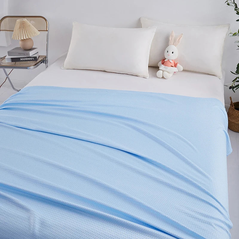 100% Bamboo Fiber Summer Blanket Lightweight Breathable Diamond Grid Air Condition Cooling Quilt Skin-friendly Duvet Comforter