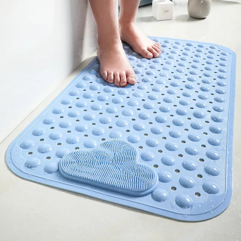 1pc PVC Non-slip Shower Mat with Suction Cups & Drain Holes, Massage Shower Rug Bathroom Mat Bathtub Mat Bath Rugs, 15.7x27.5in