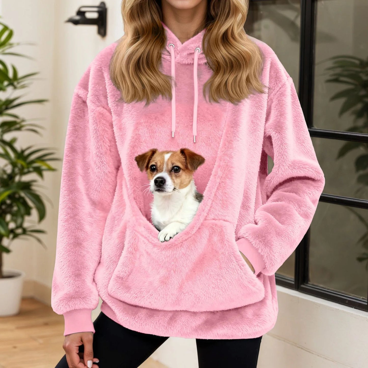 Hot Sale Hoodie Womens Fall And Winter Fleece Pet Pocket Hooded Sweatshirt Funny Pullover Top Cat And Dog Holder Carrier Hoodies