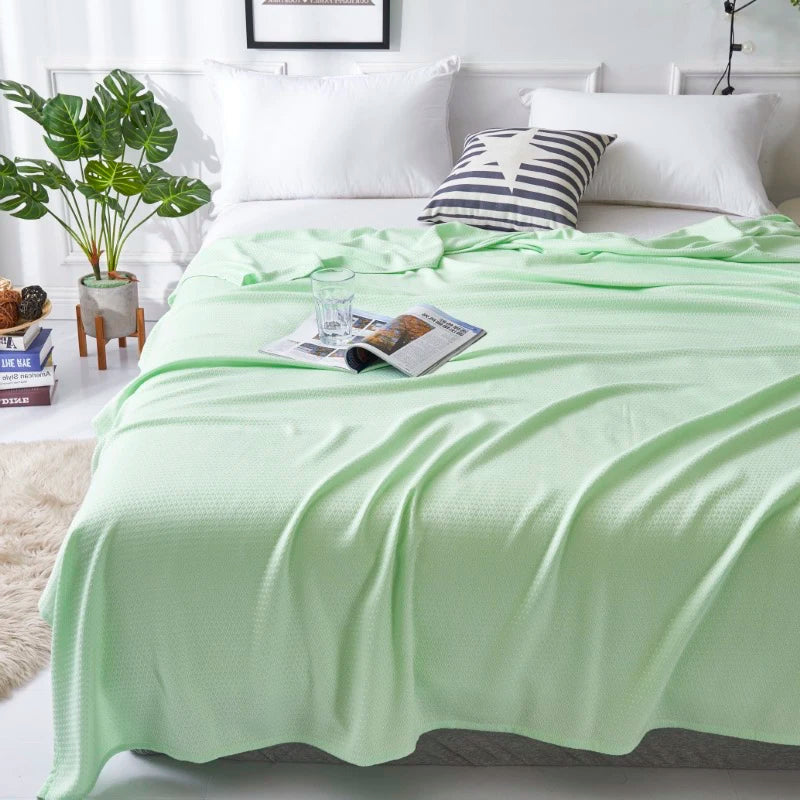 100% Bamboo Fiber Summer Blanket Lightweight Breathable Diamond Grid Air Condition Cooling Quilt Skin-friendly Duvet Comforter