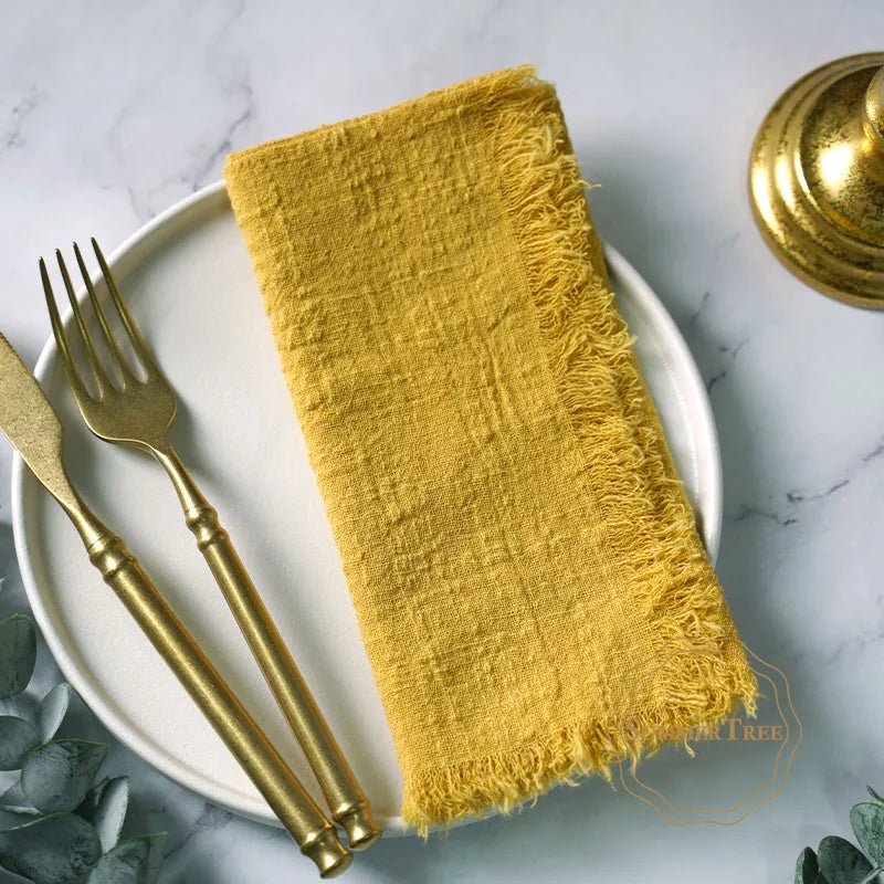 12PCS Napkins 41x41cm Cotton Cloth Gauze Retro Burr Rustic Kitchen Towel Dining Place Mat Wedding Party Linen Napkin Table Decor