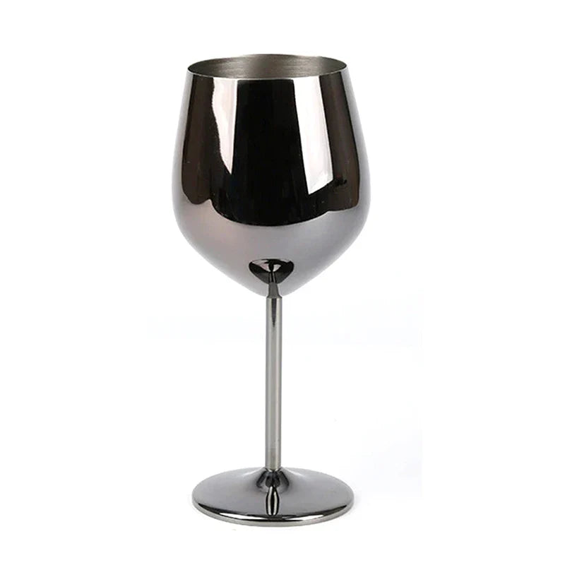 500ML Stainless Steel  Unbreakable Tall Champagne Glass Bar KTV European Style Goblet Glass Goblet Metal Red Wine Cocktail Glass