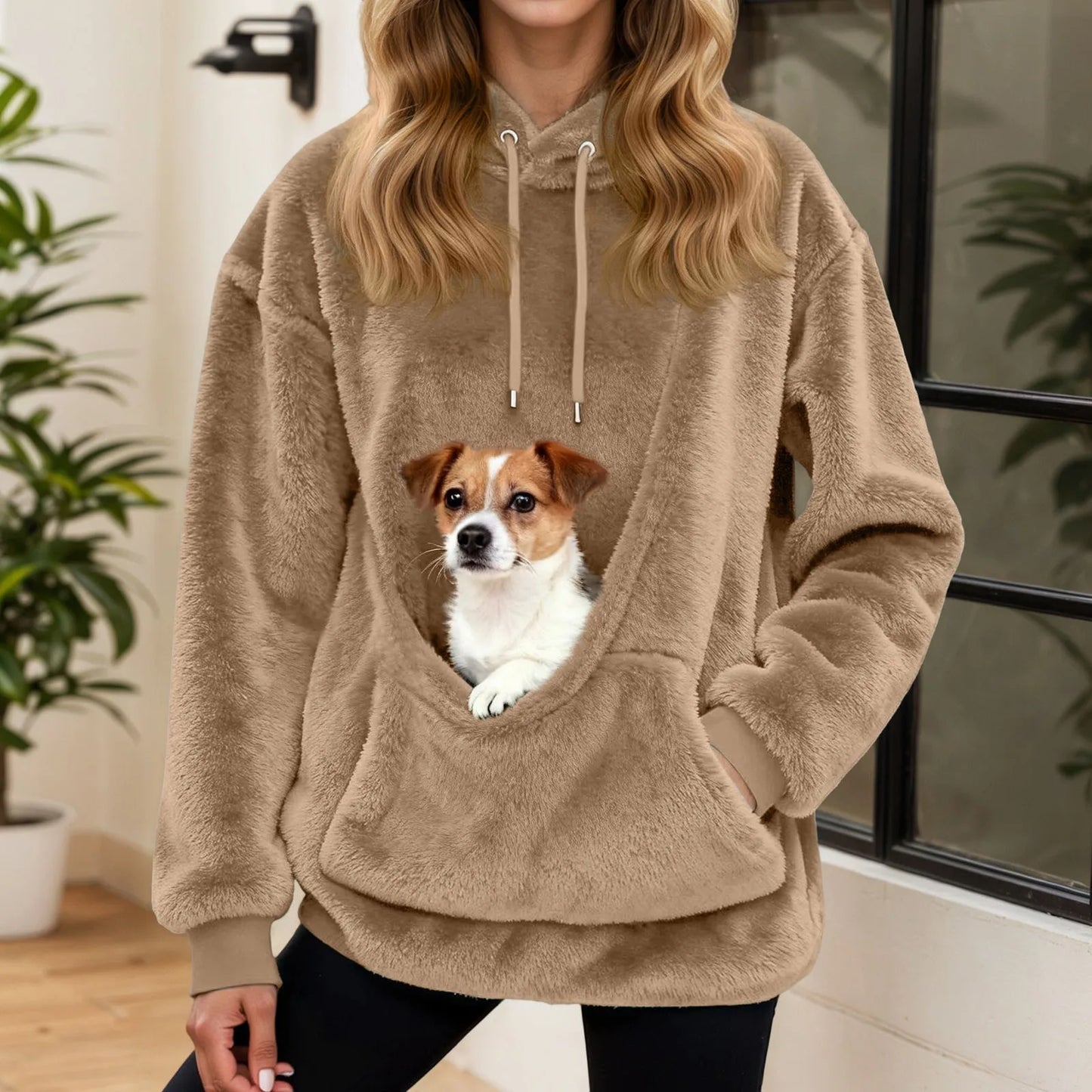 Hot Sale Hoodie Womens Fall And Winter Fleece Pet Pocket Hooded Sweatshirt Funny Pullover Top Cat And Dog Holder Carrier Hoodies