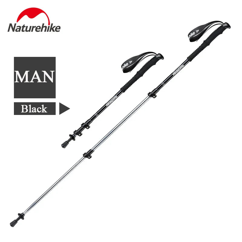 Naturehike Hiking Poles Three Sections Of Aluminum Pole For Mountaineering Hiking Skiing Travel Poles Climbing Trekking Pole