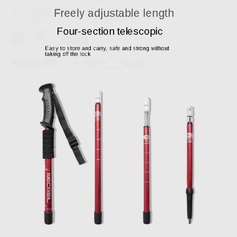 2PCS Adjustable Ultralight Trekking Poles Aluminium Alloy Walking Stick Trail Running Hiking Alpenstock Folding 135cm Tourism