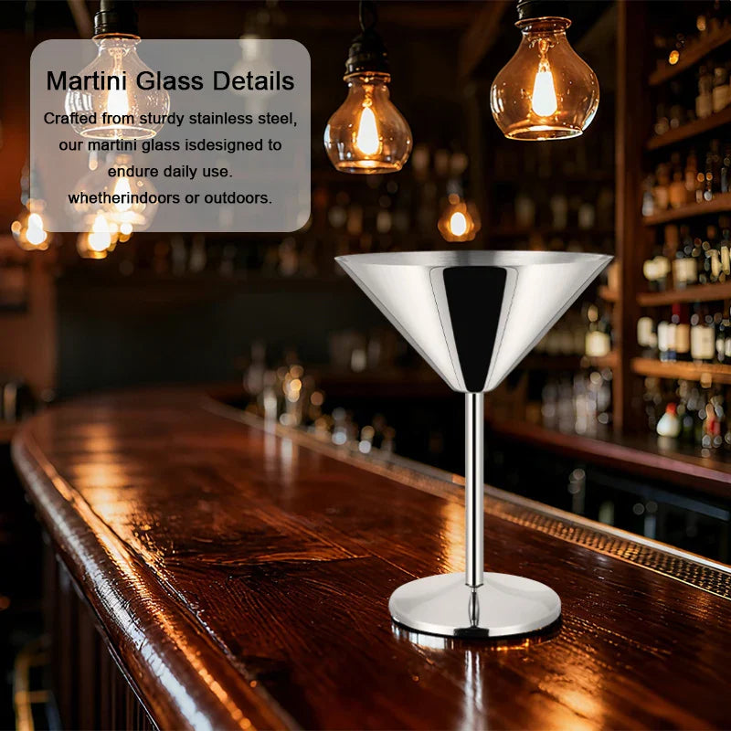 6Pcs Elegant Martell Wine Glasses 200ml Unbreakable Metal Stainless Steel Cocktail Martell Wine Glass Cups for Party Bar Wedding