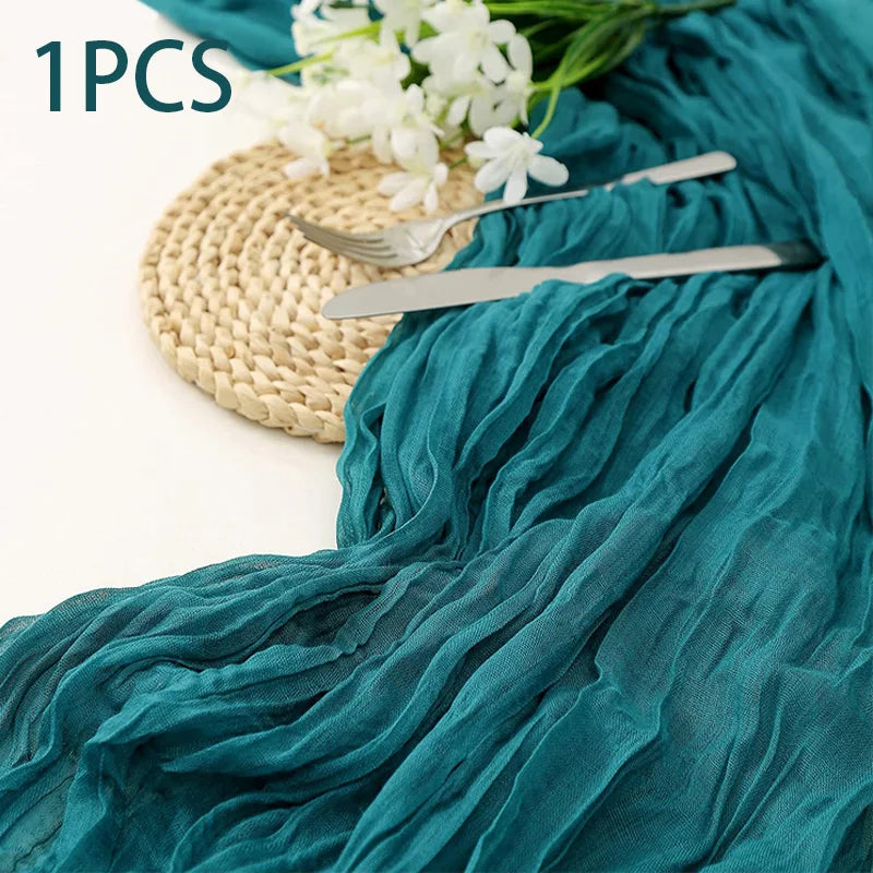 90x400CM Semi-Sheer Gauze Table Runner For Wedding Reception Sheer Bridal Shower Birthday Party banquet Xmas Table Decoration