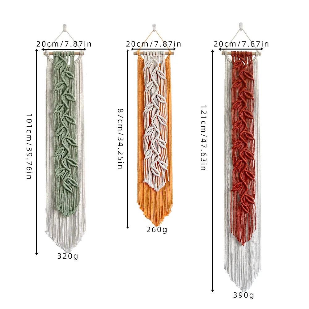 Nordic Leaf Woven Macrame Tapestry Hanging Boho Garden Tassel Wall Hanging Living Room Bedroom Home Hotel Decor Dream Catcher