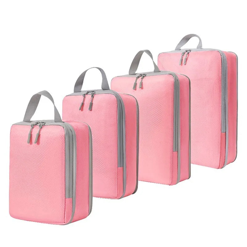 4PCS/Set Compressible Packing Travel Storage Bag Cubes Waterproof Suitcase Portable With Handbag Luggage Organizer