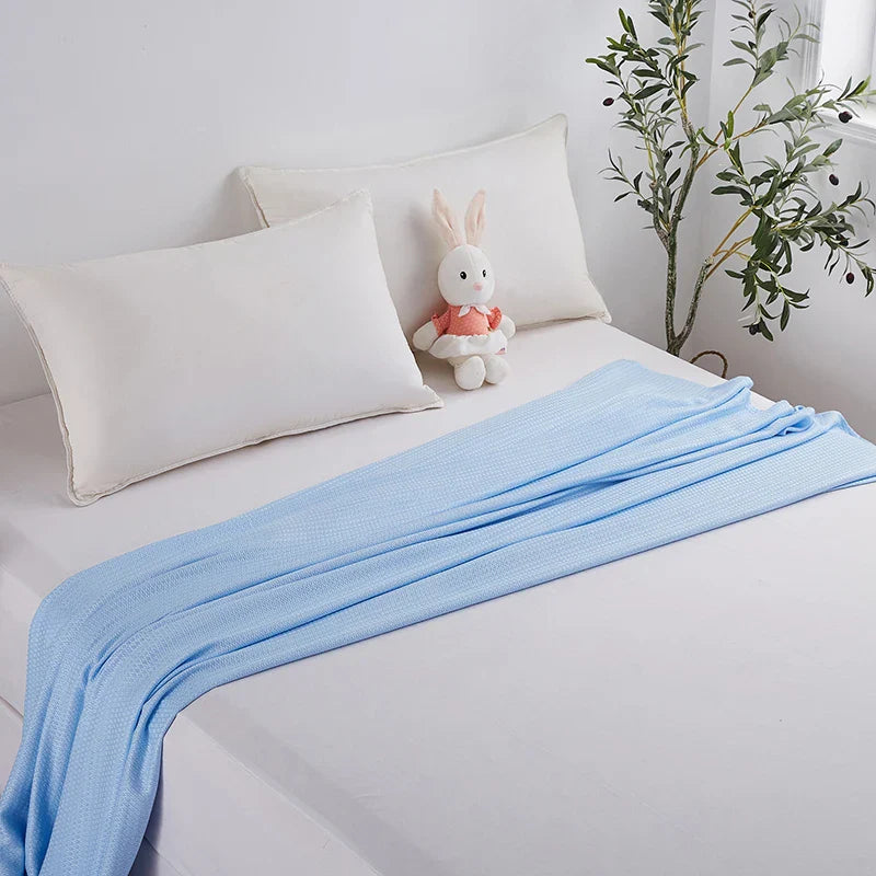 100% Bamboo Fiber Summer Blanket Lightweight Breathable Diamond Grid Air Condition Cooling Quilt Skin-friendly Duvet Comforter