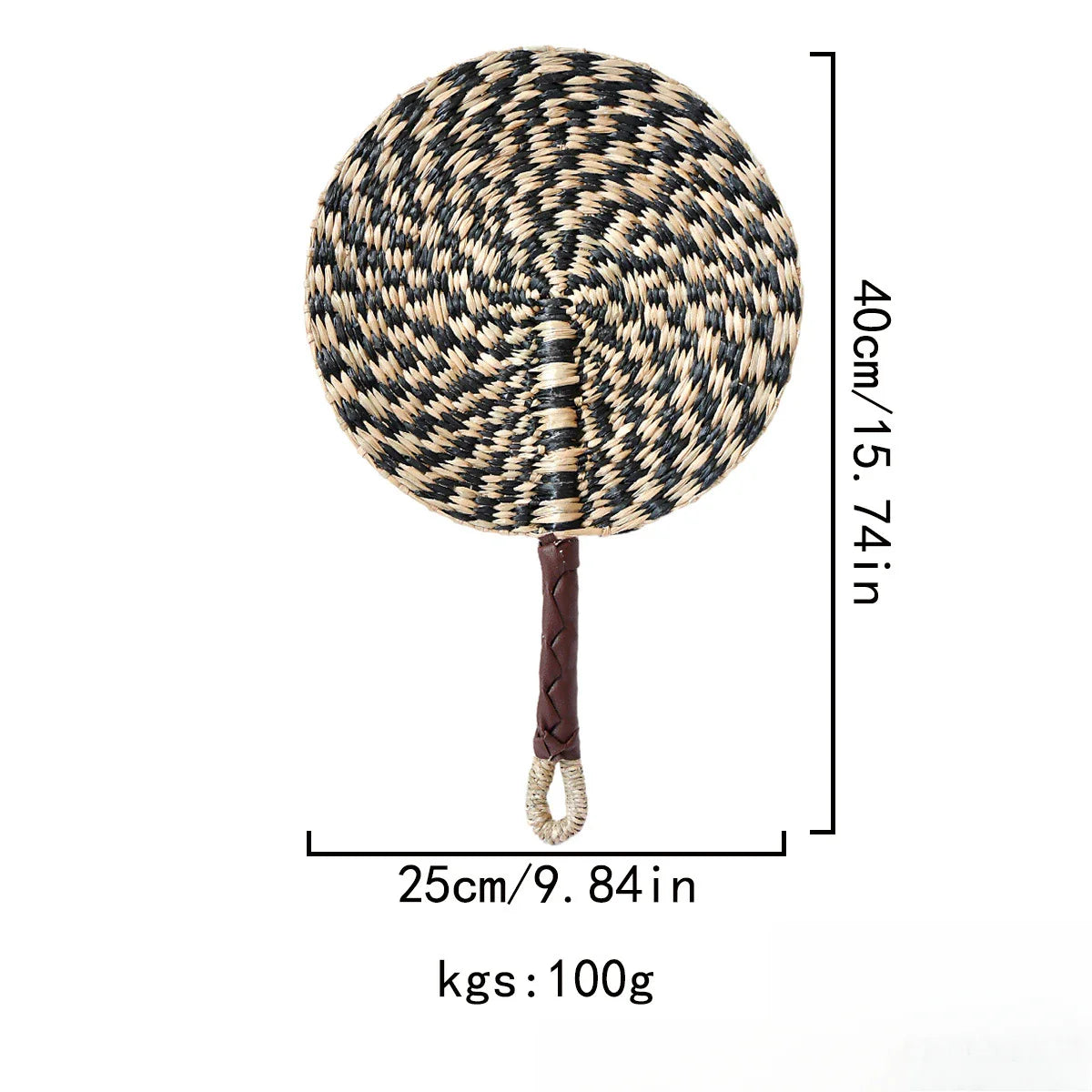 2025 New Hot-selling Seagrass Woven Straw Fan Wall Hanging African Element Wind Wall Decoration Daily Summer Hand Crank Pu