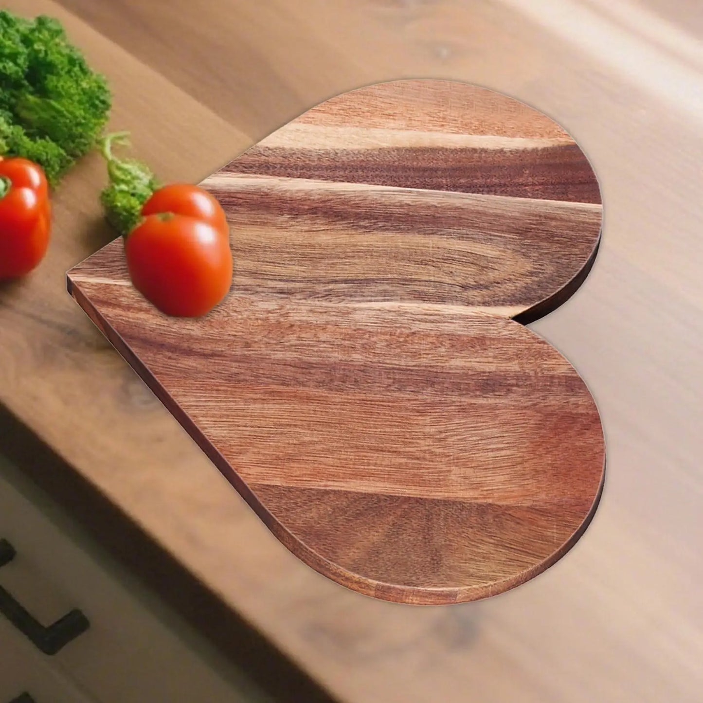Wooden Heart Shaped Cutting Board 35.5x29.5cm for Valentine’S Dinner Smooth Surface Multipurpose Portable Serving Platter