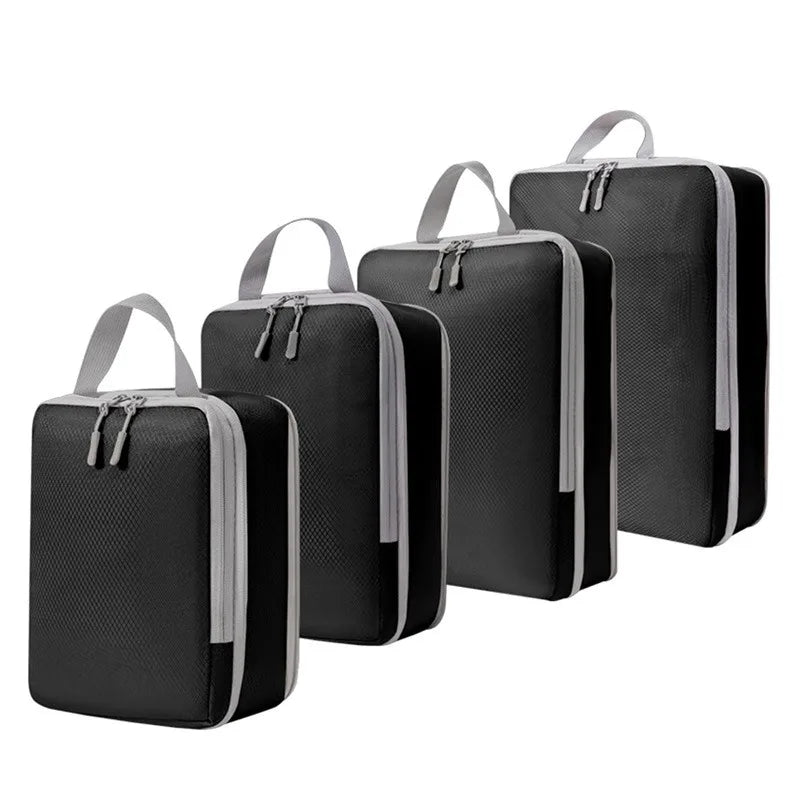 4PCS/Set Compressible Packing Travel Storage Bag Cubes Waterproof Suitcase Portable With Handbag Luggage Organizer
