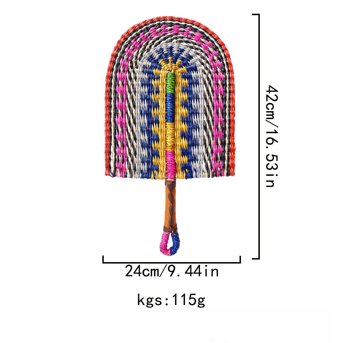 2025 New Hot-selling Seagrass Woven Straw Fan Wall Hanging African Element Wind Wall Decoration Daily Summer Hand Crank Pu