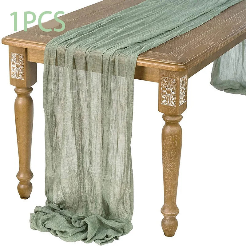 90x400CM Semi-Sheer Gauze Table Runner For Wedding Reception Sheer Bridal Shower Birthday Party banquet Xmas Table Decoration