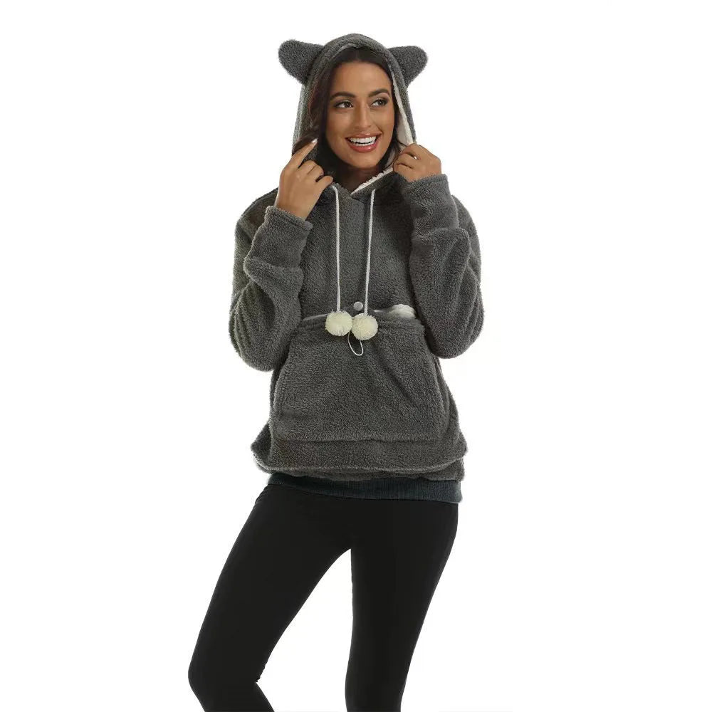 Cat Lovers Unisex Hooded Sweatshirt 2025 Autumn Cuddle Pouch Kangaroo Pet Pocket Pullover Paw Design Comfortable Dropshipping