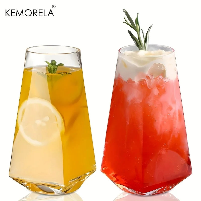 1/2PCS Glass Cup 500ML Geometrical Highball Glasses Crystal Reusable Machine Washable Multipurposefor Water Cocktail Beer Juice