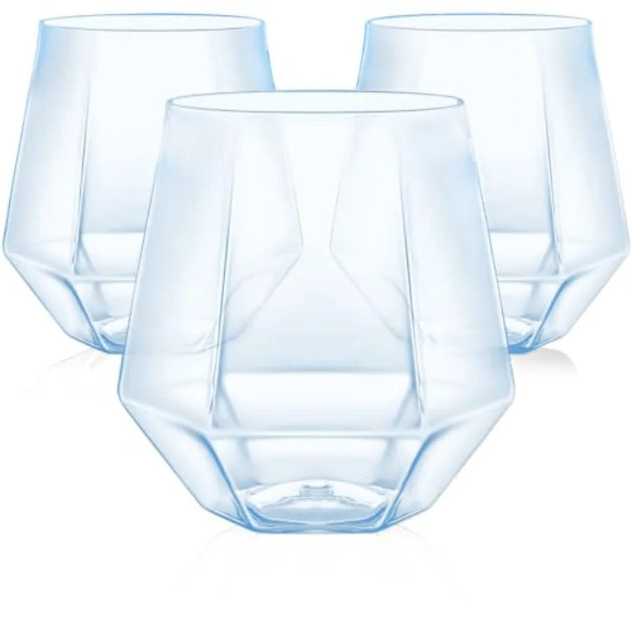 40 Pcak Plastic Stemless Wine cocktail Whiskey Champagne Glasses, 12 Oz Gold Rim Disposable Clear Unbreakable Cups for Party Ba