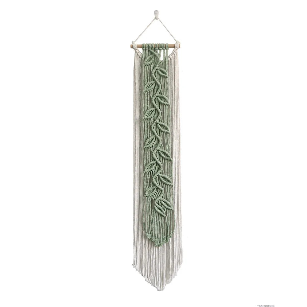 Nordic Leaf Woven Macrame Tapestry Hanging Boho Garden Tassel Wall Hanging Living Room Bedroom Home Hotel Decor Dream Catcher